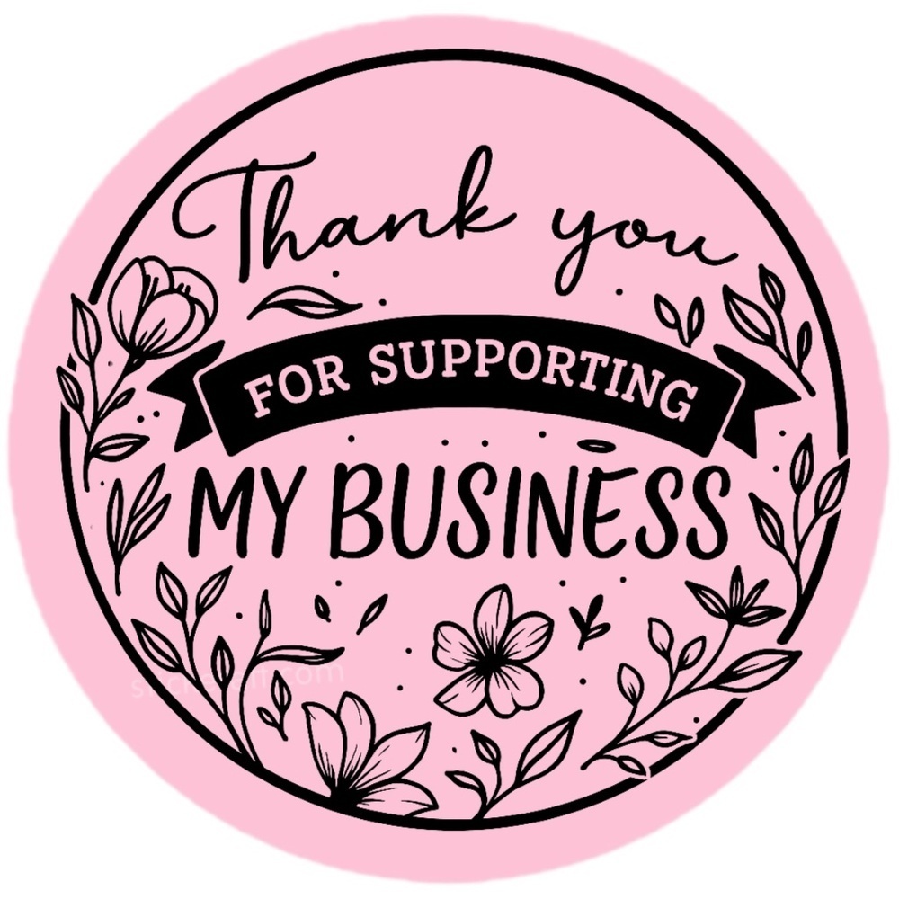 Thank You for Supporting My Business Sticker 2” | Floral Label for Packaging